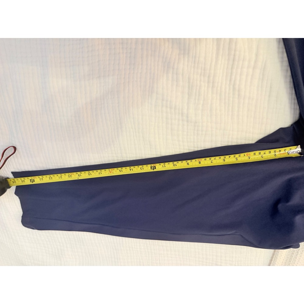 Chicos Zenergy Navy Blue Ribbed Side Panel Ankle Pants 1.5R US 10R Zip Pockets - Picture 9 of 9